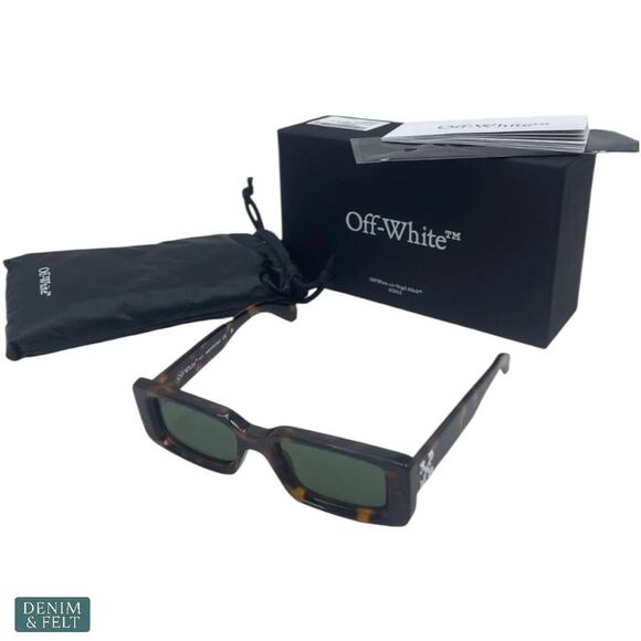 Off-White Arthur Havana Green Lens Rectangle Sunglasses OERI016 6455 NEW/NIB!! main image 10